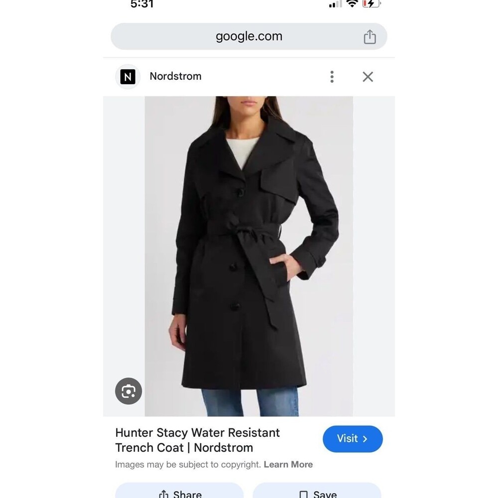 Hunter Stacy Rain Jacket in Black NWT